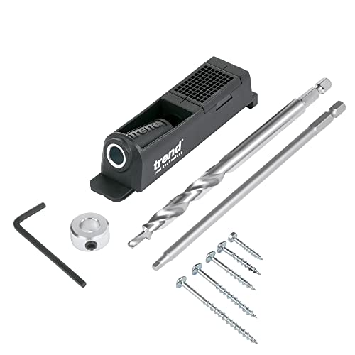 Trend Single Pocket Hole Jig with HSS Drill Bit & Depth Setting Collar, Square Drive Bit & Pocket Hole Screws Selection, PH/JIG/BS - style: Single
