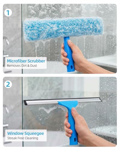 MR.SIGA Professional Window Squeegee & Microfiber Window Scrubber, 14 inch - size: 14-inch