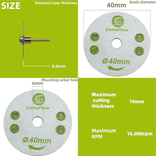 40mm Diamond Cutting Saw Blade and Wheel for Aggressive Wet Cutting, Professional Precision on Ceramic, Porcelain, Marble Tile - size: 40mm