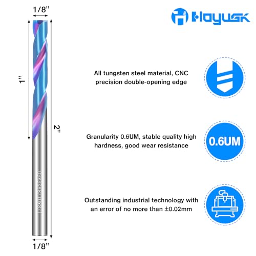 1/8" Solid Carbide Drill Bits, 2Pcs Carbide Drill Bit Set with Blue Nano Coating, Metal Drill Bit Set for Hardened Steel Cast Iron Alloy Copper, High Precision CNC Drilling Tool Preferred Choice - size: 1/8 in