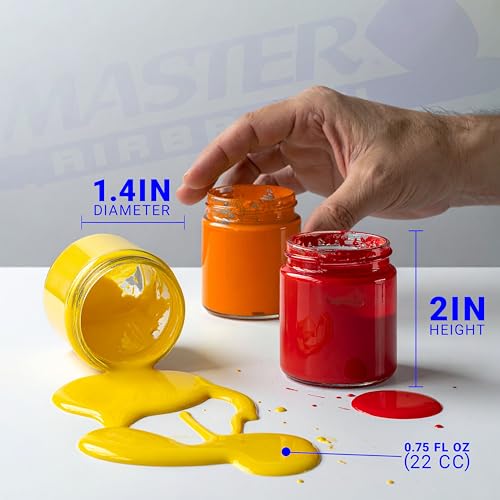 Master Airbrush Pack of 10, TB-007 Empty 3/4 oz. (22cc) Glass Jar Bottles - size: 0.75oz - Glass - Side-Feed