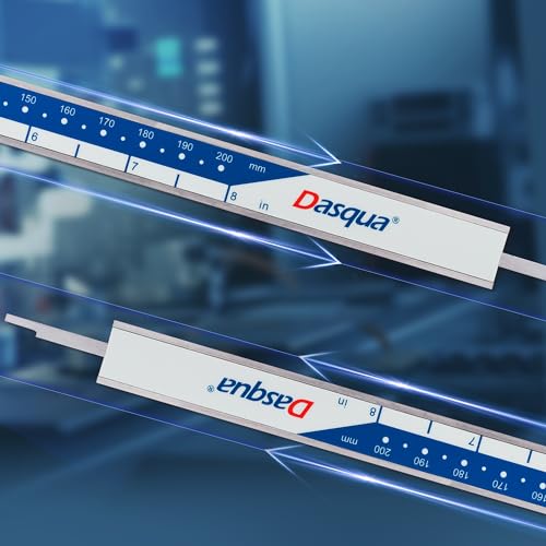 Dasqua Digital Caliper 8", IP54 Stainless Steel Water Resistant Caliper with Large LCD Display and Storage Case, Easy Switch Between Inch/Metric/Fraction, Accuracy 0.001'', Precision Measuring Tool - size: 0-8"