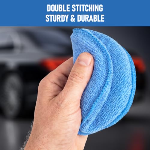FONAROLL Microfiber Wax Applicator Pads, Car Wax Applicator, Buffing & Detail Polishing Foam Pads for Car Cleaning and Fine Polishing (5" Diameter, 6 Pack)… - color: Blue