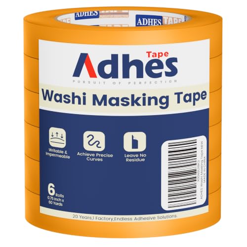 ADHES Orange Washi Masking Tape, 15-21 Day UV Resistant Painters Tape - size: 0.74in
