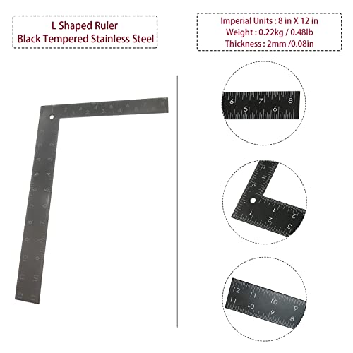 Stainless Steel L Square Ruler 90 Degree Metric and Inch 20 x 30cm