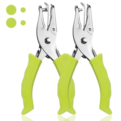 Single Hole Punch, 2 Pcs Hand Hole Puncher with-Green - color: Green