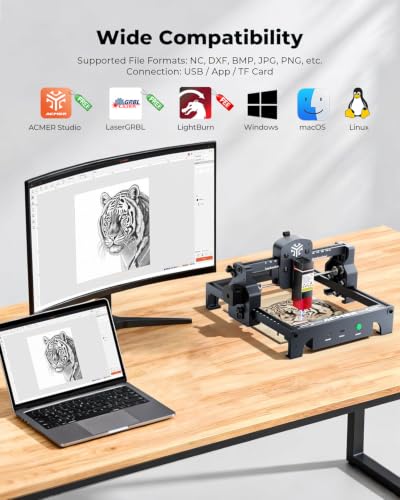 ACMER S1 Laser Engraver Machine, 6000mW Lazer Cutter for Wood and Acrylic - color: Silver, White-6