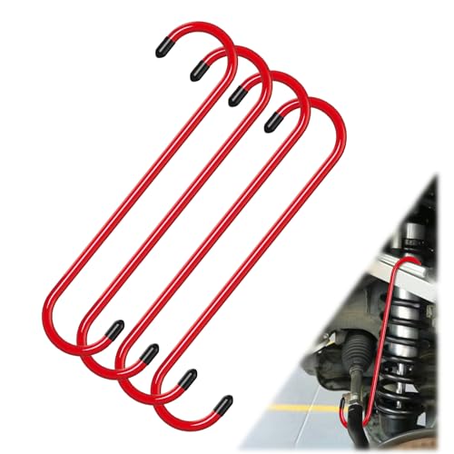 BFXM 4PCS Brake Caliper Hanger Caliper Hangers Hooks with Rubber Tips - color: Red-4PCS