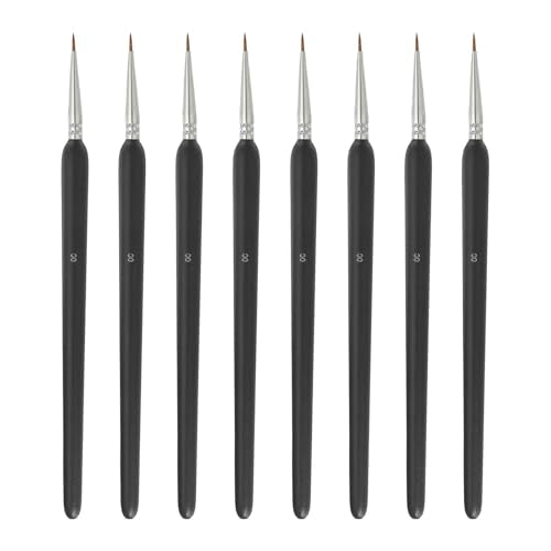 MECCANIXITY Detail Paint Brushes Set 7.5mm (00) Black 8 Pcs - size: 00#