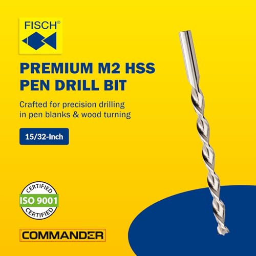 Pen Drill Bit -HSS Pen Maker Bit Parabolic Flutes, for Wood Turning -15/32" - size: 15/32 in