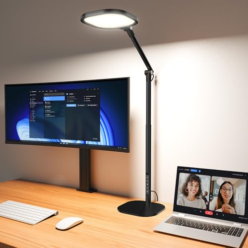 LitONES Tall LED Desk Lamps Home Office, Edge-Lit Eye-Care, 50 Light Modes - size: Black 1Pack