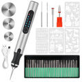 Electric Engraving Pen with 37 Bits for Wood Glass Stone Carving (Silver) - color: Silver