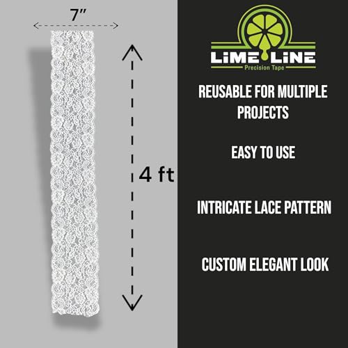 LiME LiNE Lace Stencil for Airbrush & Spray Paint - Reusable Automotive Custom Paint Art Template for Cars, Motorcycles, Helmets & DIY Projects (White Floral Lace.)