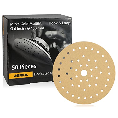 Mirka Gold Multifit 6 Inch 800 Grit Hook and Loop Sanding Discs, 50 Pack - size: Grit 800