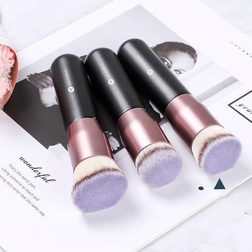 KINGMAS Flat Top Foundation Brush, Premium Kabuki Makeup Brush for Liquid, Blending, Cream, Powder,Blush Buffing Stippling Face Makeup Tools (Black, A (Flat Top)) - size: 1 Count (Pack of 1), style: A (Flat Top)