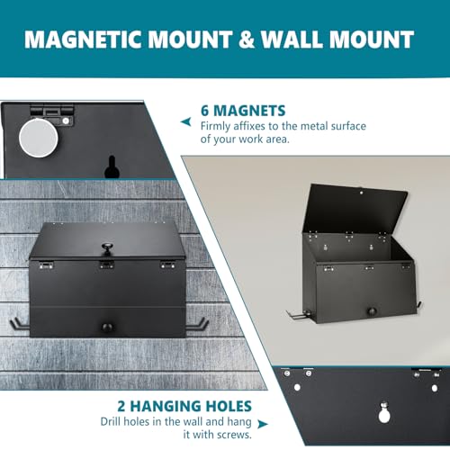 Magnetic Booth Box, Double Compartment w/ 2 Spray Gun Hangers - color: Black
