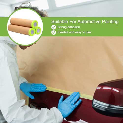 HARFINGTON Pre-Taped Masking Paper 8 in x 49 FT Yellow 1 pcs - color: Yellow, size: 8 IN x 49 FT