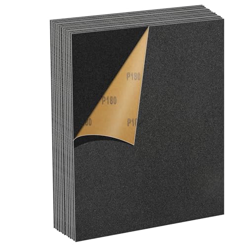 12 Sheets 180 Grit Sandpaper, 9 x 11 Inch Wet Dry Sanding Paper