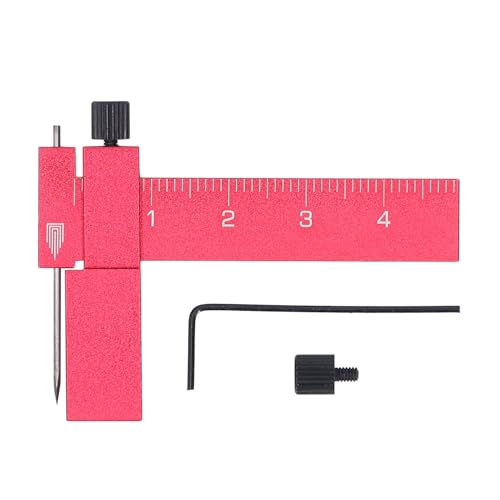Hilitand Equidistant Parallel Scriber, Sturdy Aluminium Alloy with Tool Steel Engraving Needle for Gundam Model Building, Adjustable T Square Marking Ruler (Red)