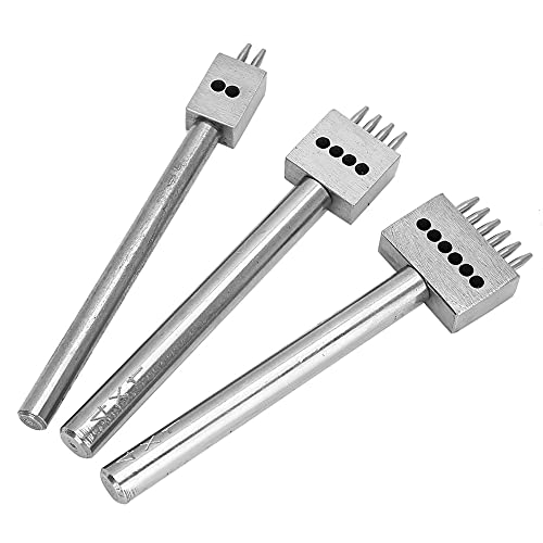 Punch Tool, Hole Punching Set, 3 Steel Punch with Incisive Edge for Leather Carving, Spacing Punch Tool with 4mm, 5mm, 6mm, 8mm Model(4mm)