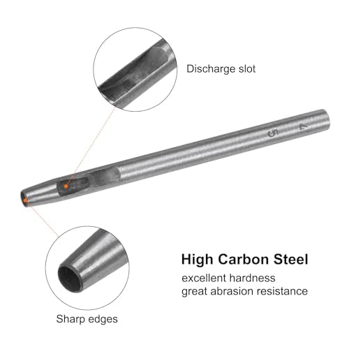 HARFINGTON Hollow Punch for Leather 4.5mm Round Hole Punch Tool for Belt Puncher Carbon Steel Single Punch for Watch Belts Cut Leather Craft Rubber Paper Fabric Plastic Soft Material - size: 4.5mm