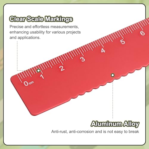 HARFINGTON 2pcs Straight Ruler 15cm Metal Bookmark Clip Ruler Red/Blue - color: Deep Red/Blue