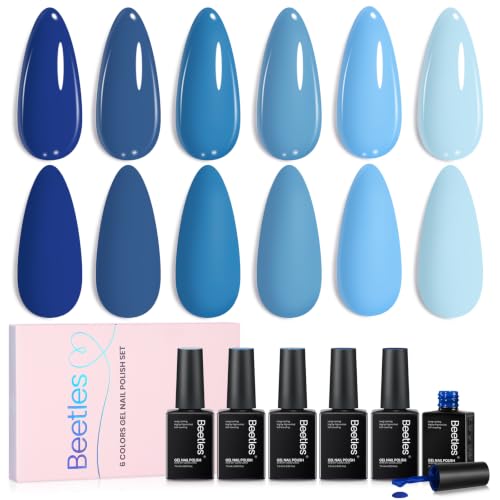 Beetles Blue Gel Polish Set, Ocean Range, 6 Colors Blue Gel Nail Polish Set - color: A - Blue | Ocean Range