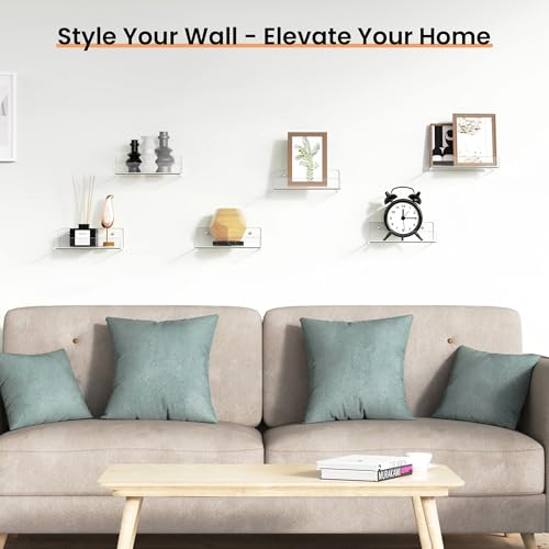 upsimples 6" Acrylic Shelves, Small Shelf for Wall Decor and Display, 6 Pcs - size: 6x4"