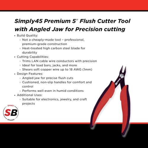 Simply45 Premium 5″ Flush Cutter Tool with Angled Jaw for Precision Cutting