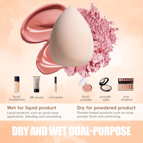 Travel Makeup Brush Set BS-MALL Makeup Sponges - Includes Foundation Brush, Powder Puff, Finger Sponges & Triangle Puffs For Soft Daily Use Professional 26 Pcs