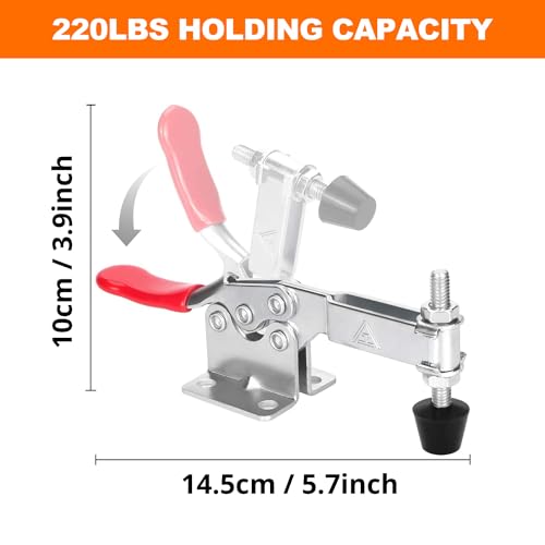 4 Pack Toggle Clamps, Hold Down Clamp 220Lbs Holding Capacity Quick Release Horizontal Clamps 201B with Rubber Pressure Tip for Woodworking Jigs and Fixtures, Welding, Drill Press, Crosscut Sled - size: 4Pack-201B