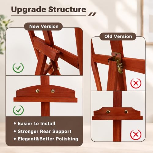 Adjustable Walnut Pine Wooden Painting Easel, Art Easel Stand - color: Walnut