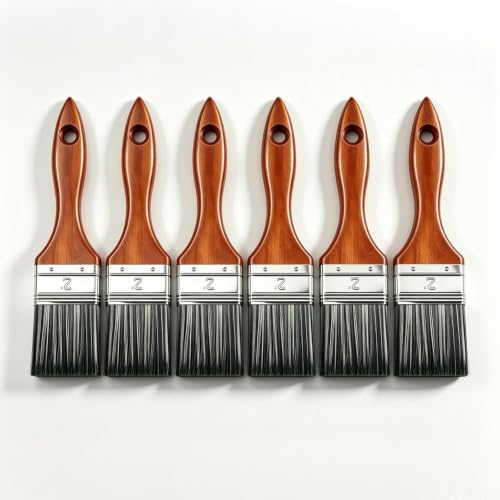 Great Andrew Paint Brushes 2 Inch, Wood Handle, 6 Pack - size: 6 PCS, 2-Inch