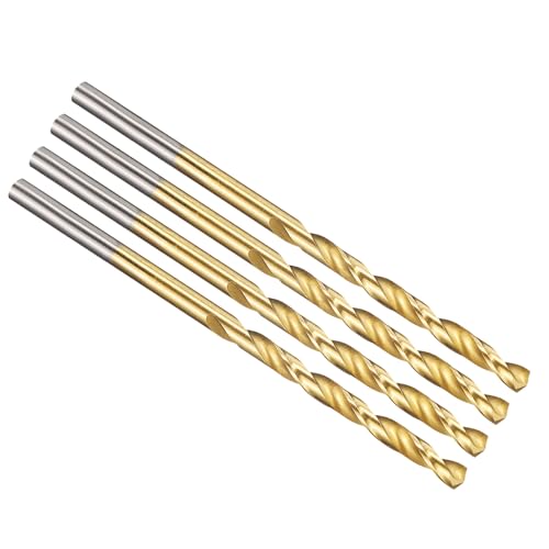 PATIKIL 3mm Drill Bit Jobber Straight Shank M2 TiN Coated 4Pcs - size: 3mm