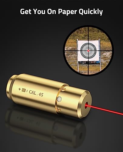 CVLIFE Bore Sight Laser 223 5.56mm/9mm/.243.308/12Gauge/7.62x39mm/.45acp Red Laser Bore Sighter with Batteries - style: .45acp