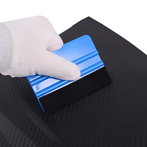EHDIS 10pcs Vinyl Squeegee 4 Inch Car Vinyl Scraper Decal Applicator Window Tint Wallpaper Smoothing Tool with Black Fabric Felt Edge-Blue - color: Blue