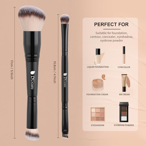 DUcare Dual-ended Makeup Brushes Foundation Brush Concealer Brush Face Eyebrow Eyeshadow Brush for Liquid, Powder, Buffing, Blending, Contouring Foundation Make Up Brushes - color: B06