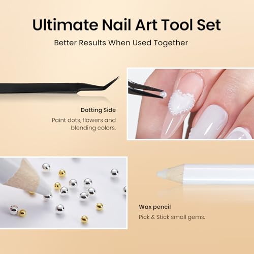 Beetles 3D Nail Charms Gold Silver Nail Beads and White Pearl with 15g - color: E - Gold White-4