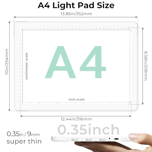 Bawaslom Rechargeable A4 LED Diamond Painting Light Board for Tracing,White - color: White, size: A4