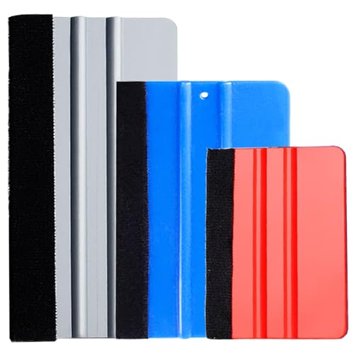 3 Pcs Vinyl Wrap Squeegee of Different Sizes, Felt Squeegee Vinyl Scraper Tool, 3 Size Vinyl Wrap Squeegee Applicator Tool for Window Tint, Wallpaper, Decal Sticker, Universal Car Accessories