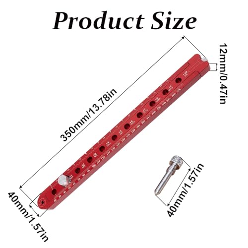TopHomer 350 * 40 * 12mm Woodworking Aluminum Alloy Circular Drawing Tool,Fixed-Point Marking Gauge Woodworking Compass Scribe, Adjustable Carpenter Arc Drawing Ruler - style: 340 Drawing Gauge