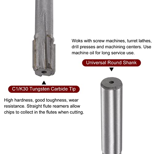 HARFINGTON Chucking Reamer 15mm H7 C1/K30 Carbide Tip Precision Straight Flutes Round Shank Lathe Machine Milling Cutter - size: 15mm