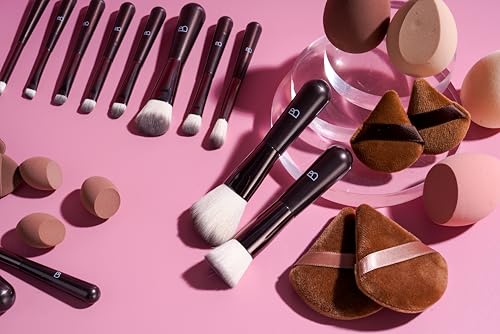 Travel Makeup Brush Set BS-MALL Makeup Sponges - Includes Foundation Brush, Powder Puff, Finger Sponges & Triangle Puffs For Soft Daily Use Professional 26 Pcs