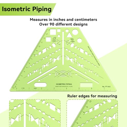 2 Pack Isometric Pipe Template Drafting, Isometric, 8.5 x 5.19 Inch - size: 8.5 x 5.19 Inch, style: Isometric