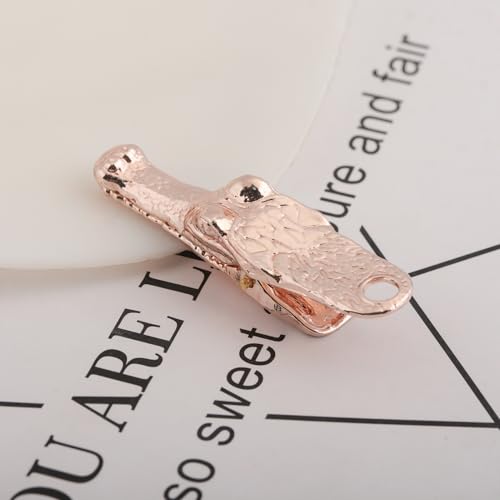 Vintage Crocodile Head Journal Clip - 3.4 Inch Heavy Duty Alligator Metal Book Clip Pin, Solid Decorative Bookmark Paper Organizer Notebook Holder Planner for Home Office Desk - color: Small Pink Clip