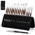 Nicpro 16 PCS Kolinsky Sable Miniature Paint Brushes Dry Brush - size: 16 PCS (brown)