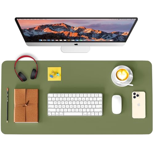 Non-Slip Leather Desk Pad Protector Mouse Mat, Avocado Green 31.5x15.7 in - color: Avocado Green, size: 31.5" x 15.7"