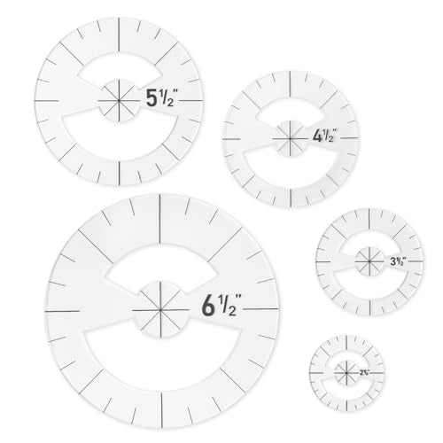 Imeepa 5PCS Clear Acrylic Circle Template Rulers for Quilting, 5 Sizes - size: Circle