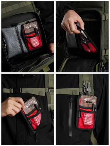 TACTICAL_GEEK TCM4 Mini EDC Organizer Board, Backpack Accessories with Smooth Hook Back Panel, Utility Admin Bag Insert Panel Modular Organizer with Open Pocket & Mesh Pocket (Red) - color: TCM4-Red