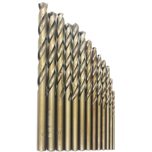 Metric Cobalt Drill Bits Set 1.5-6.5mm 13PCS, M35 high speed steel, high hardness straight shank drill, mechanical or hand drill for drilling, suitable for stainless steel, iron, copper and aluminum. - size: 1.5-6.5 mm (13 Count)